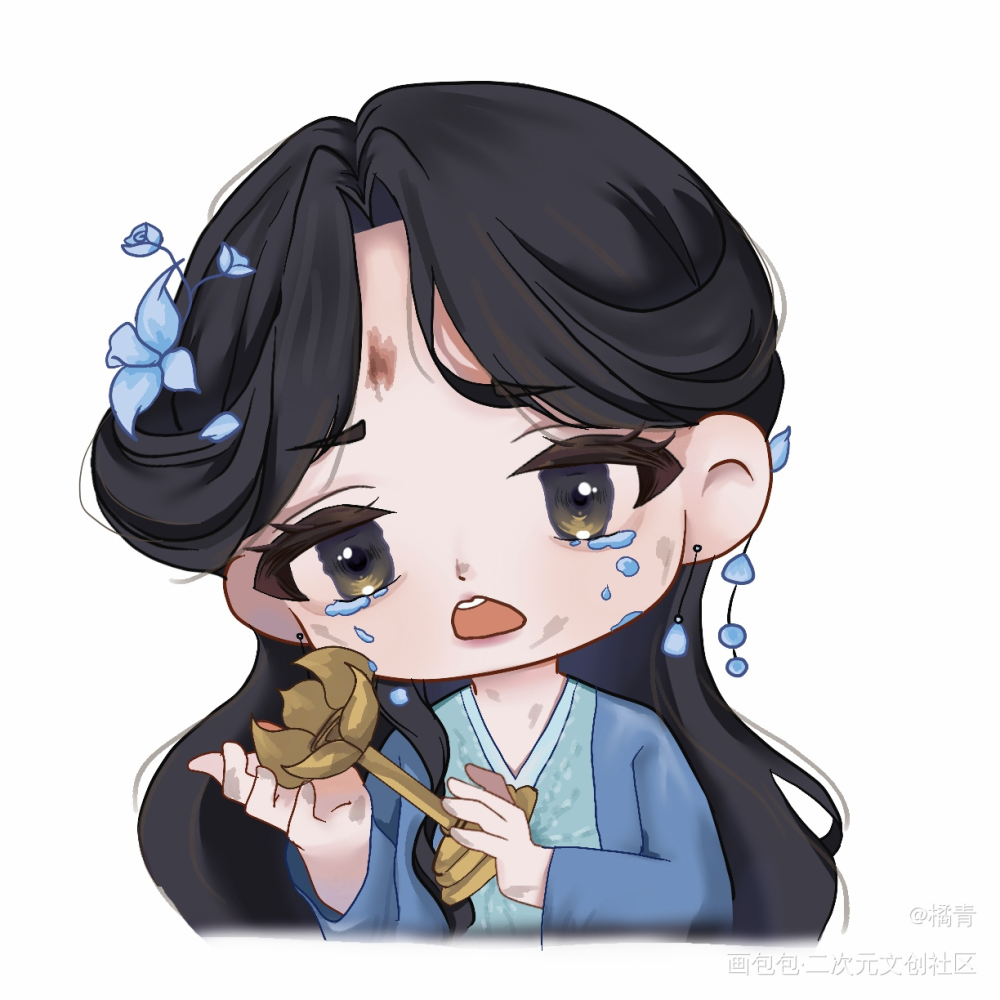 “我这还是世上唯一一盏莲花灯”_卢昱晓明意入青云手绘Q版绘画作品