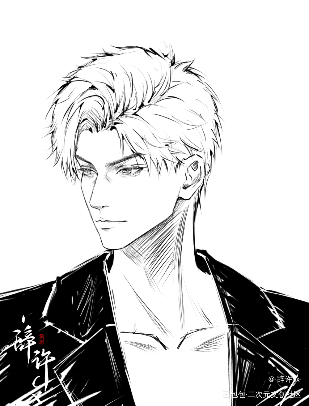 _恋与深空黑白恋与深空秦彻秦彻绘画作品