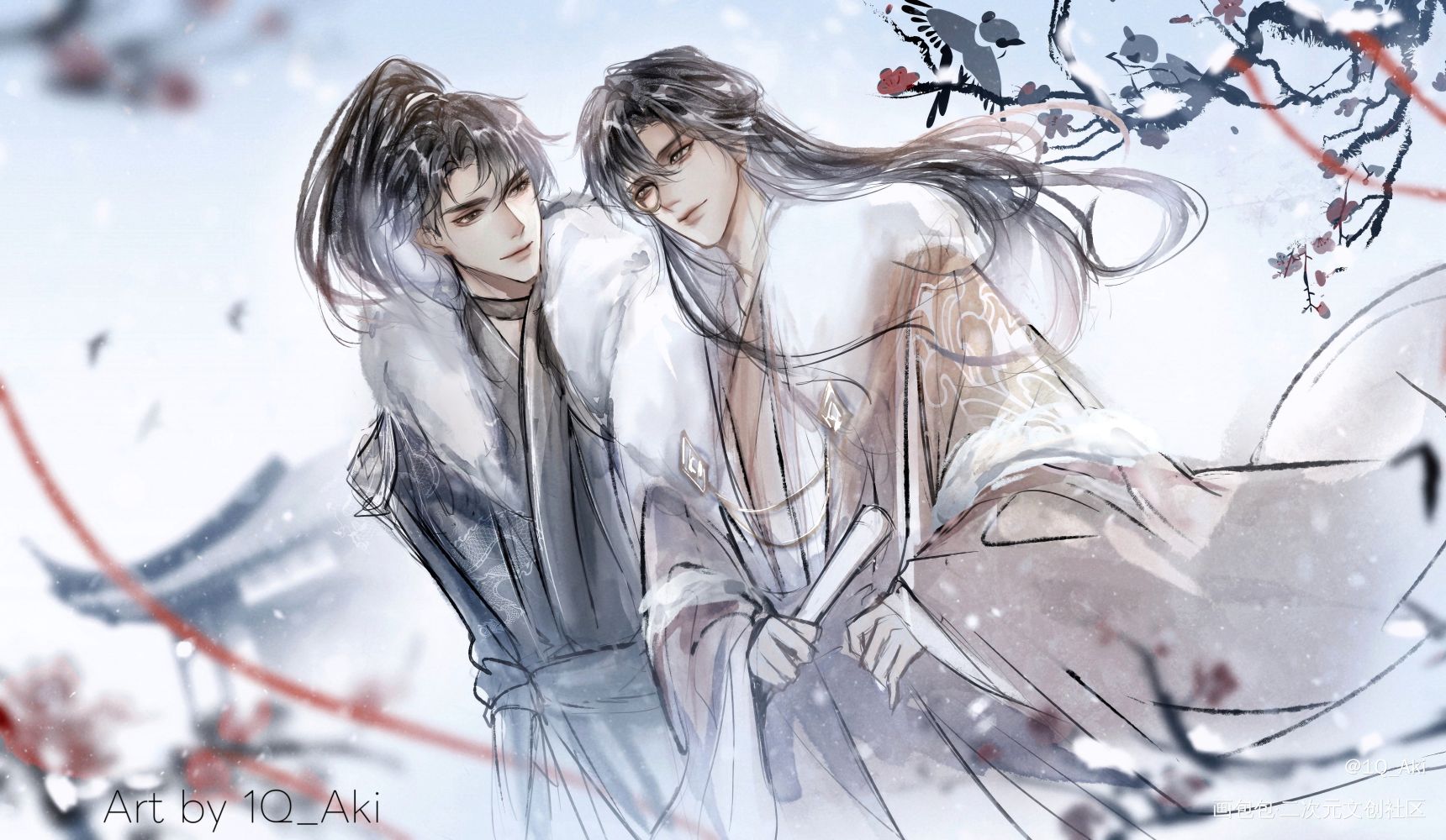 雪落枝头_188男团原炀·针锋对决顾青裴·针锋对决绘画作品