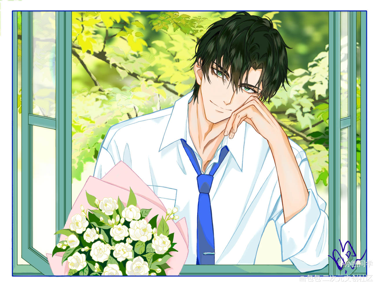 夏日_光与夜之恋萧逸板绘绘画作品