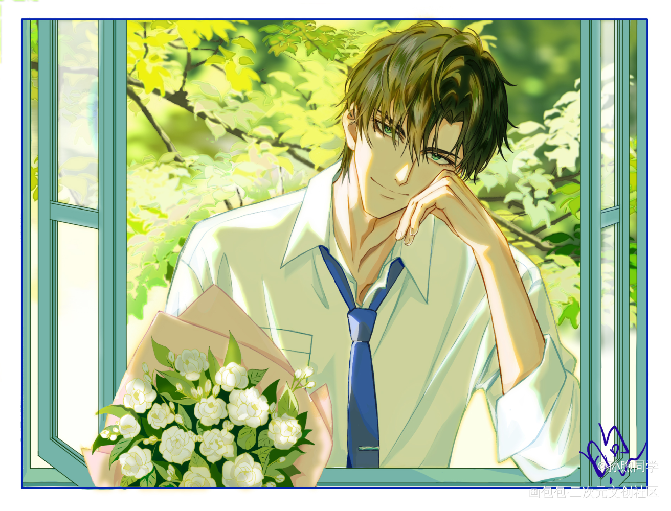 夏日_光与夜之恋萧逸板绘绘画作品