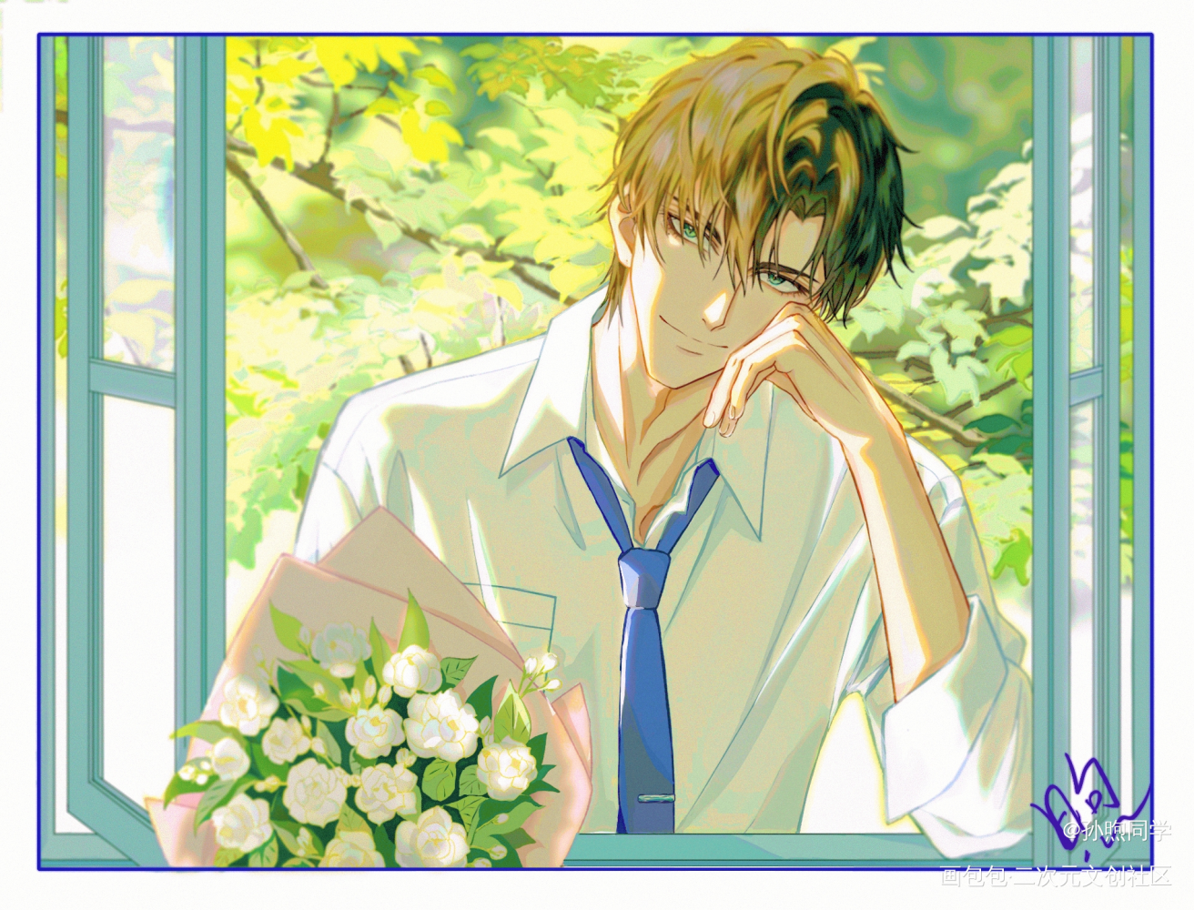 夏日_光与夜之恋萧逸板绘绘画作品