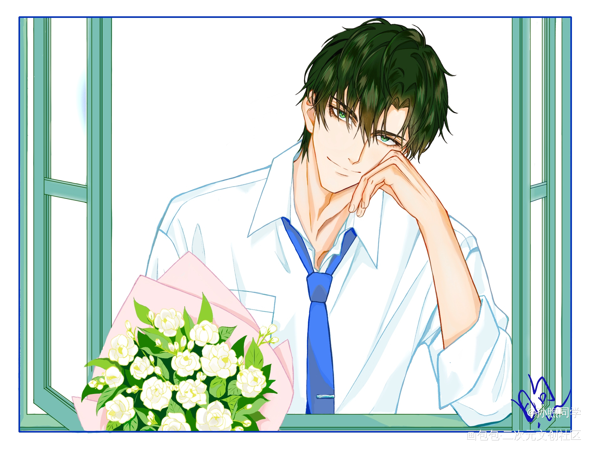 夏日_光与夜之恋萧逸板绘绘画作品