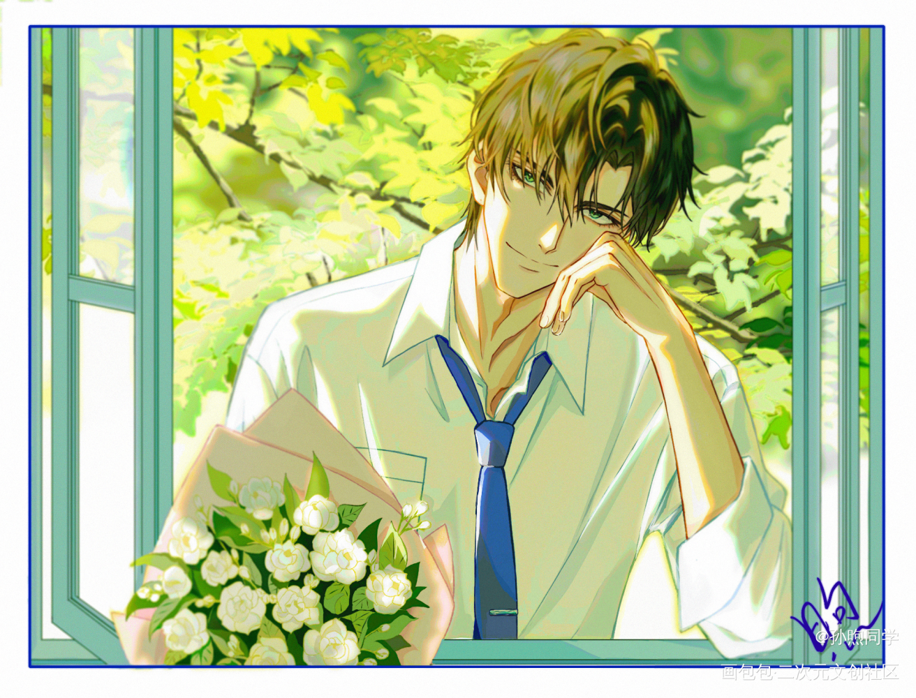 夏日_光与夜之恋萧逸板绘绘画作品