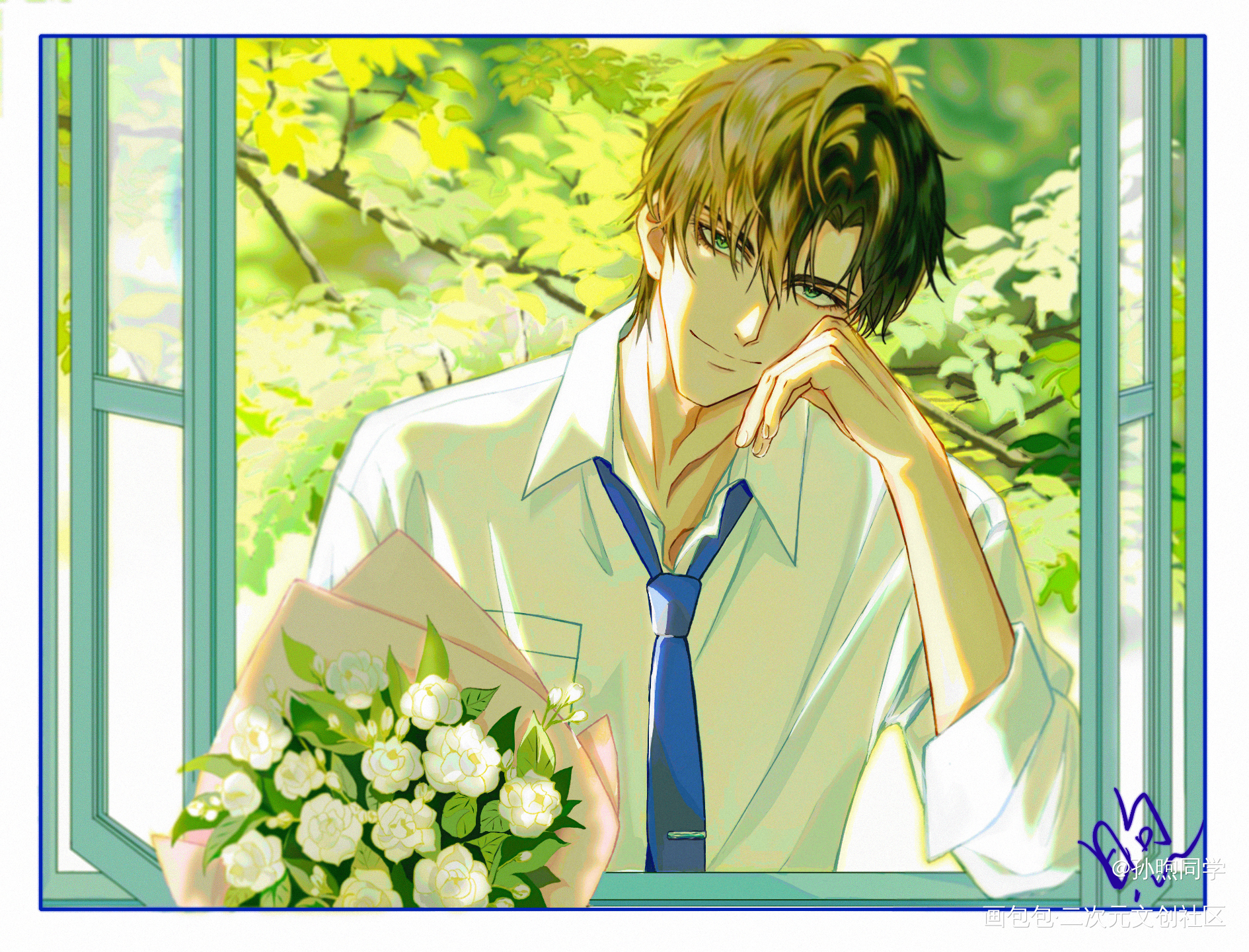 夏日_光与夜之恋萧逸板绘绘画作品