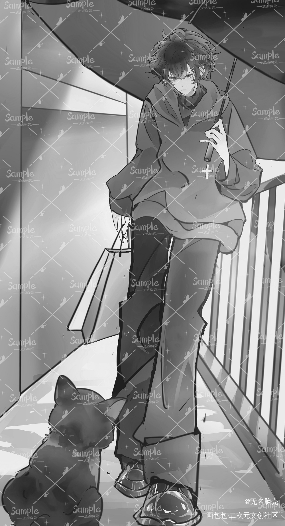 家人们捡到只猫，他想和我回家_我在惊悚游戏里封神白柳黑桃插画摸鱼绘画绘画作品