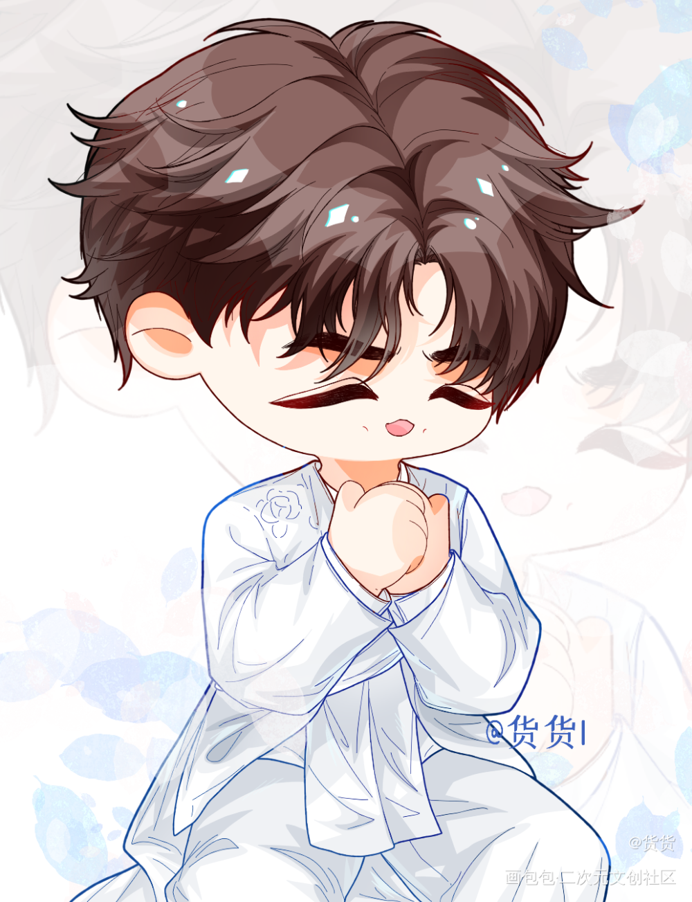 _摸鱼页人物练习平涂Q版绘画作品