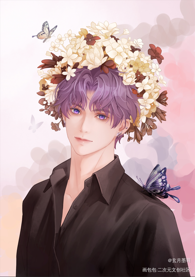 簪花小鱼_恋与深空恋与深空祁煜祁煜绘画作品