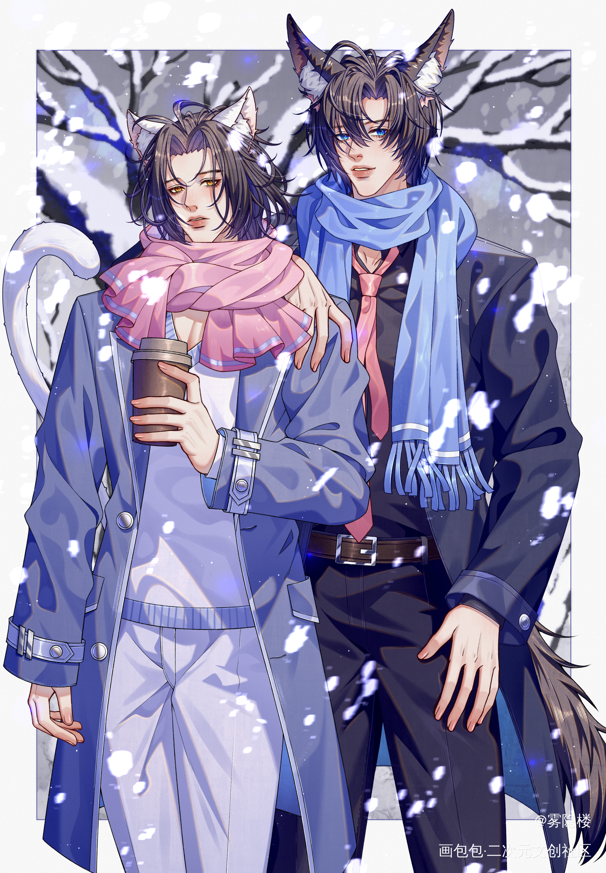 二哈现代装～_二哈和他的白猫师尊绘画作品