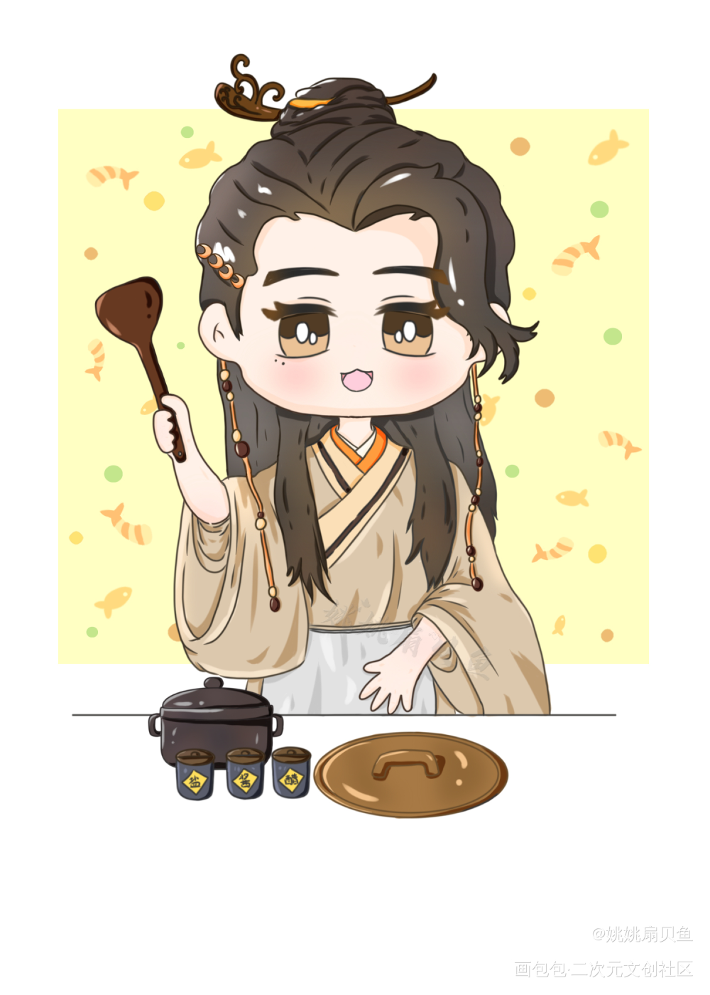 傅小厨_水龙吟QQ人绘画作品