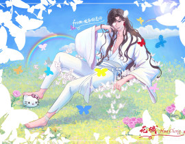 白衣蝶梦花城_绘画作品