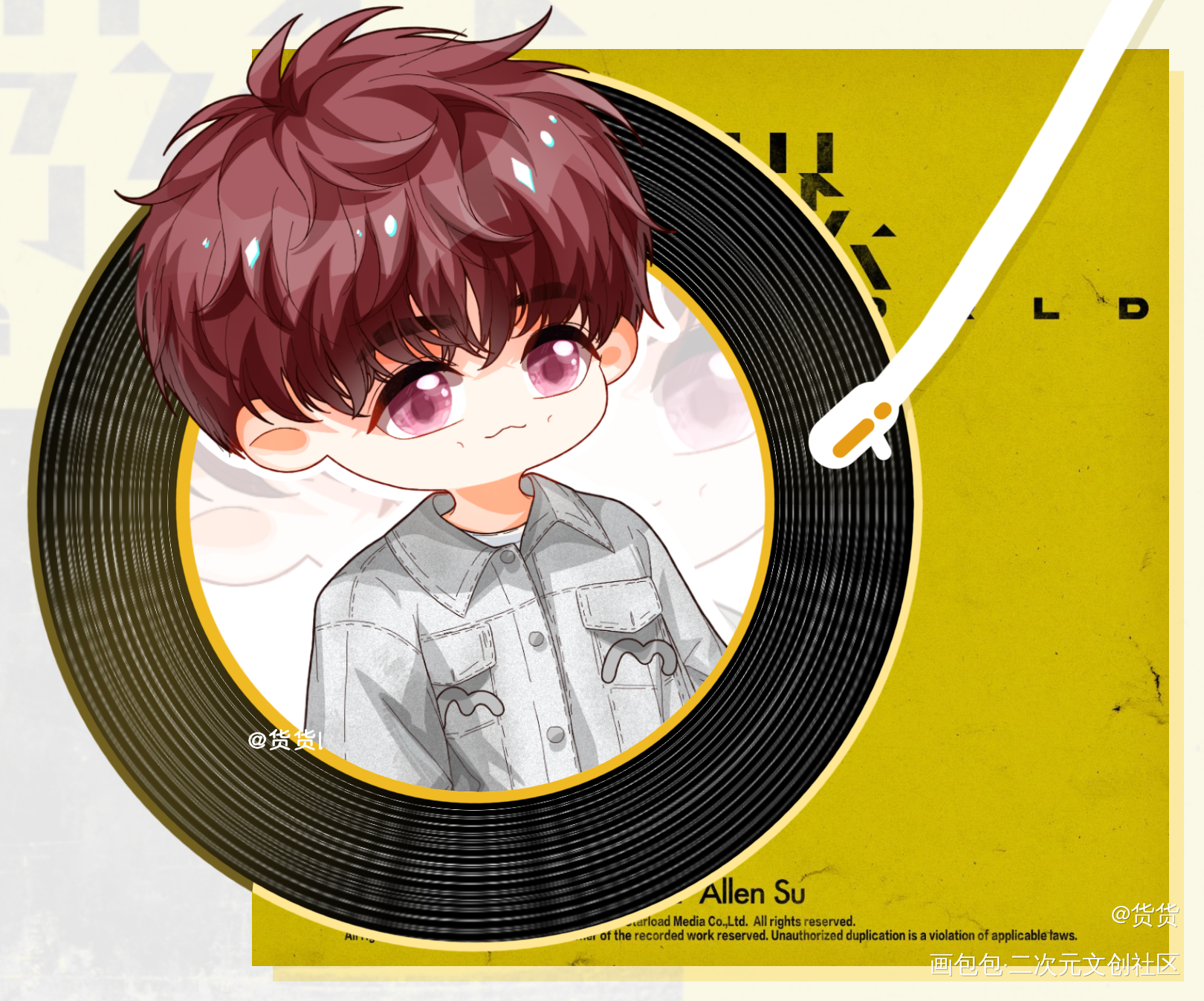 _摸鱼页可爱Q版绘画作品