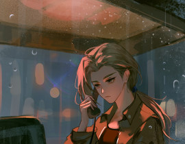 电话亭绘画作品