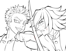 鬼灭之刃——富冈义勇 猗窝座绘画作品