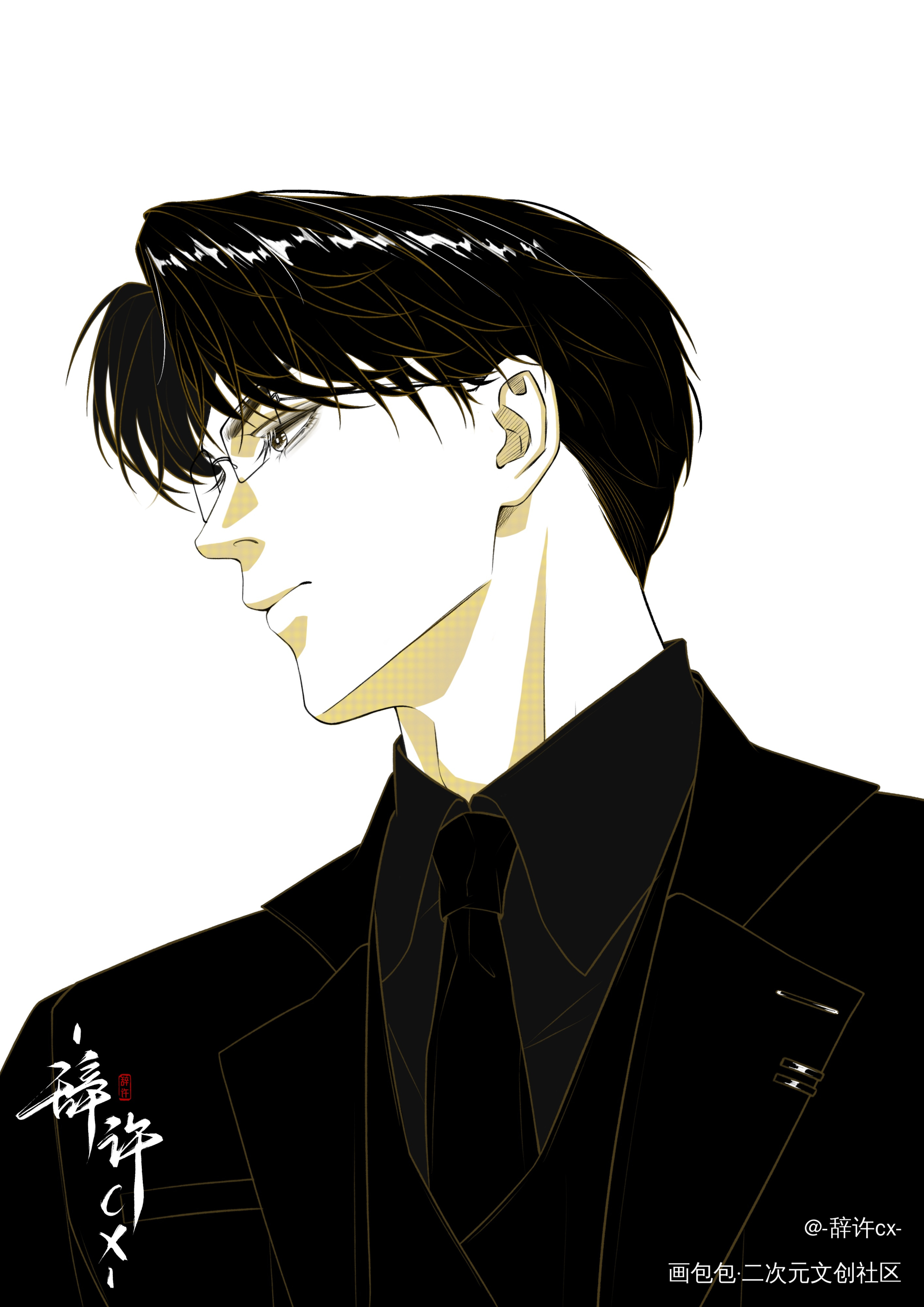 顾总好！_针锋对决顾青裴·针锋对决顾青裴黑白绘画作品