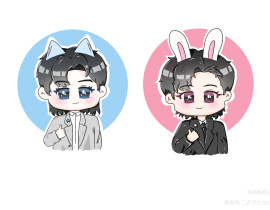 蒲猫猫和兔韬韬_绘画作品