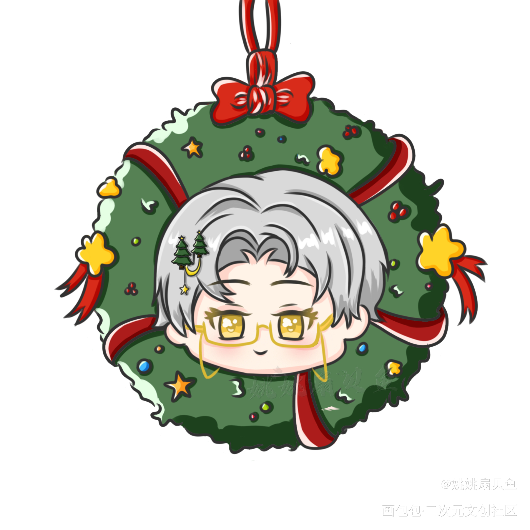 圣诞限定宝宝_未定事件簿陆景和夏彦莫弈左然Q版圣诞绘画作品