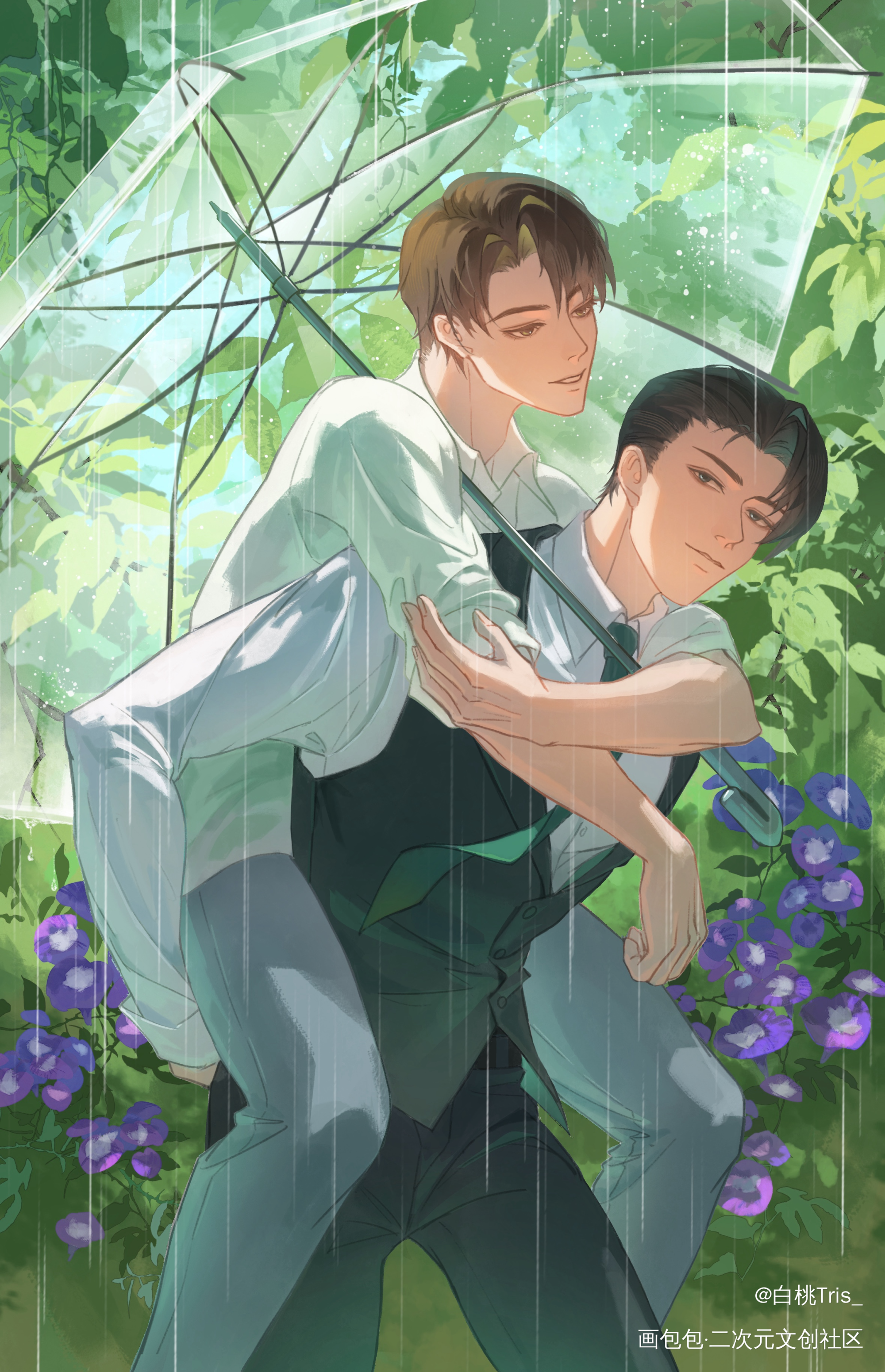 打伞方式（小潭山没有天文台）_小潭山没有天文台绘画作品