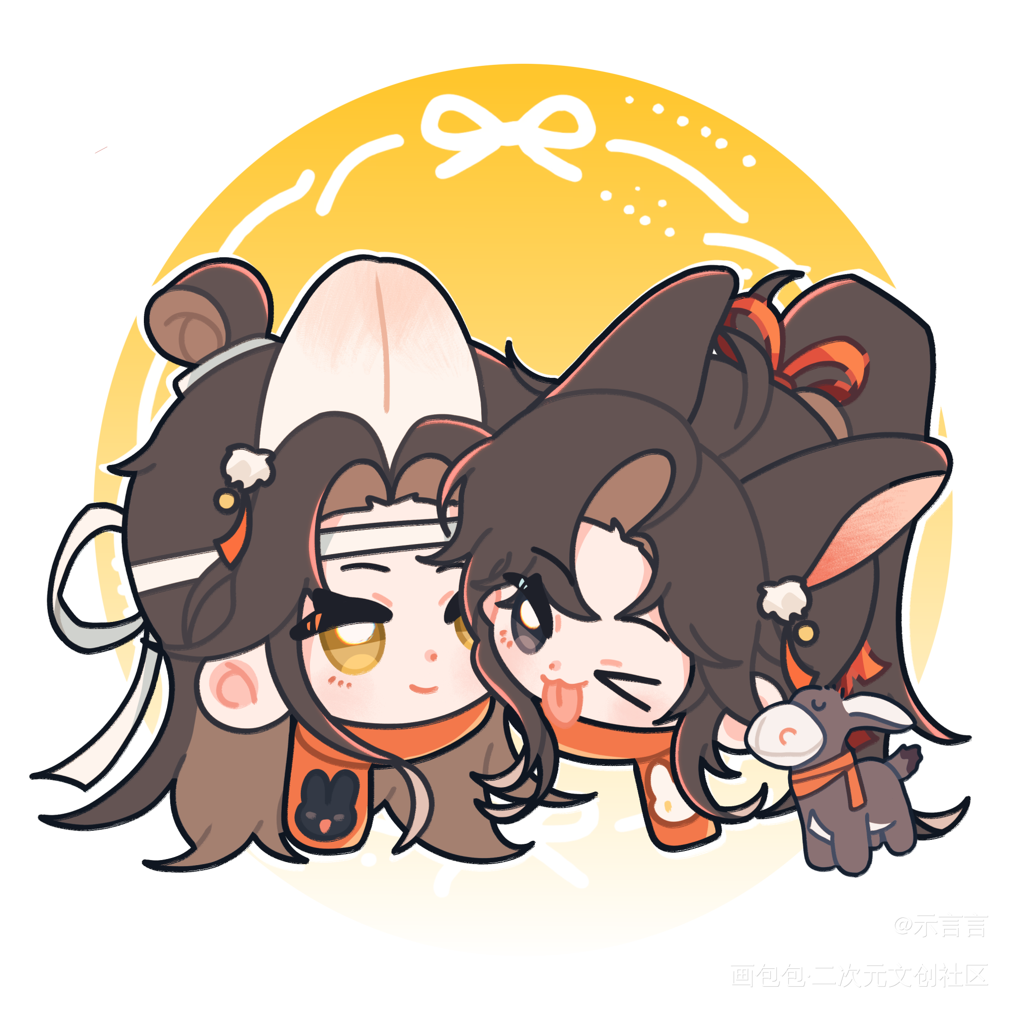 又开始画忘羡啦_魔道祖师忘羡蓝忘机魏无羡Q版绘画绘画作品