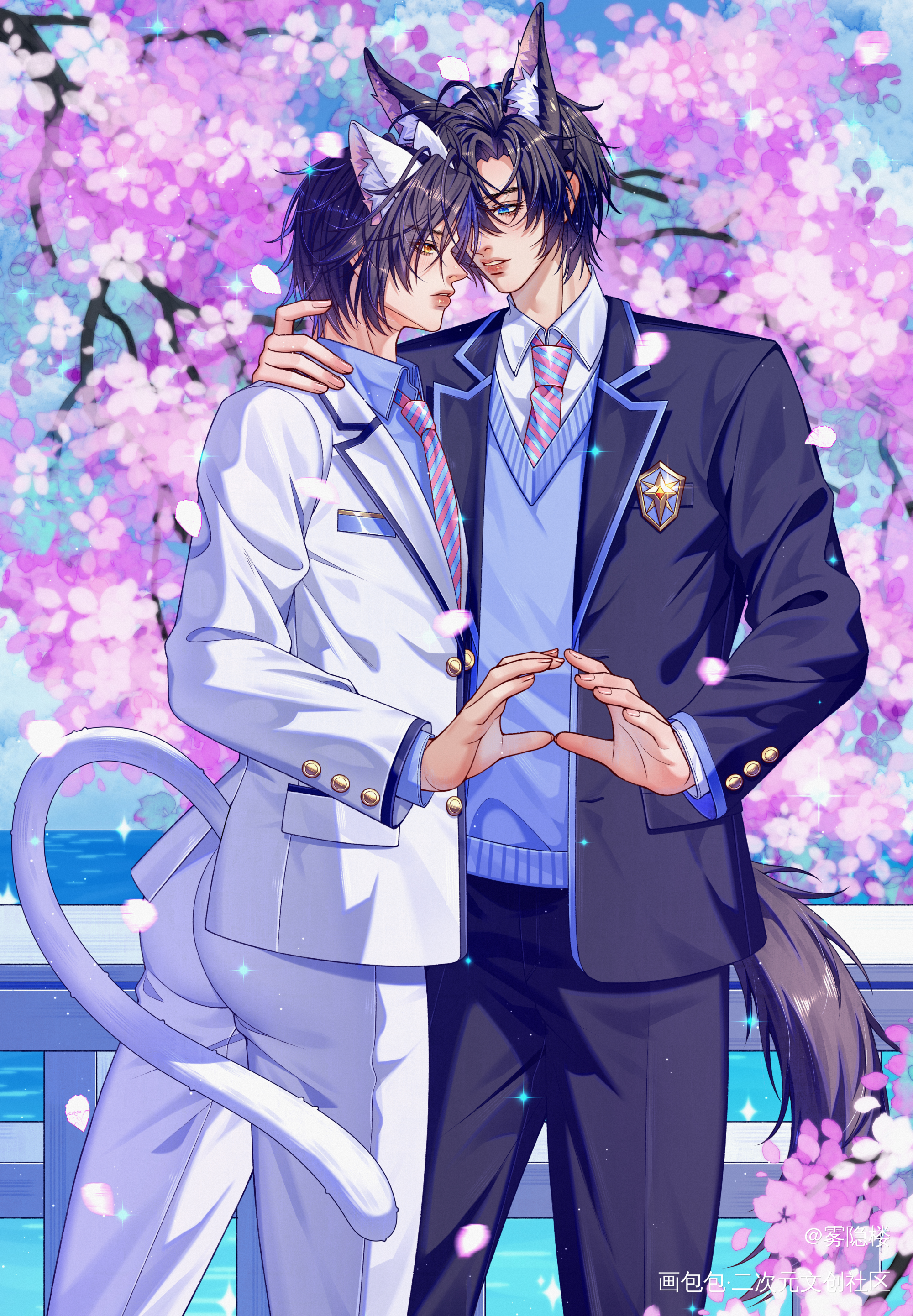 二哈现代装～_二哈和他的白猫师尊墨燃楚晚宁绘画作品