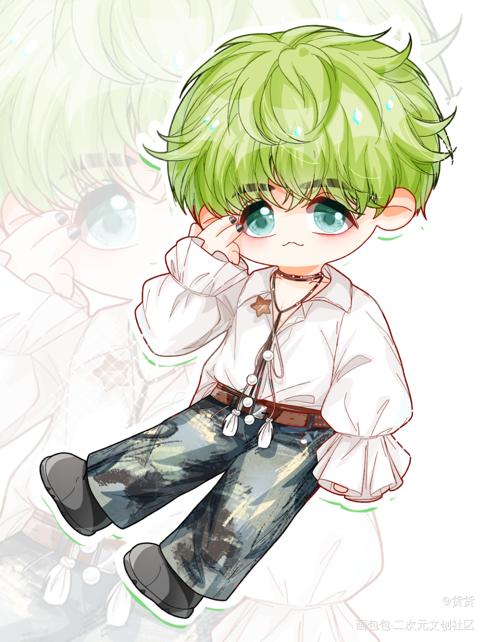 _摸鱼页人物练习可爱Q版绘画作品