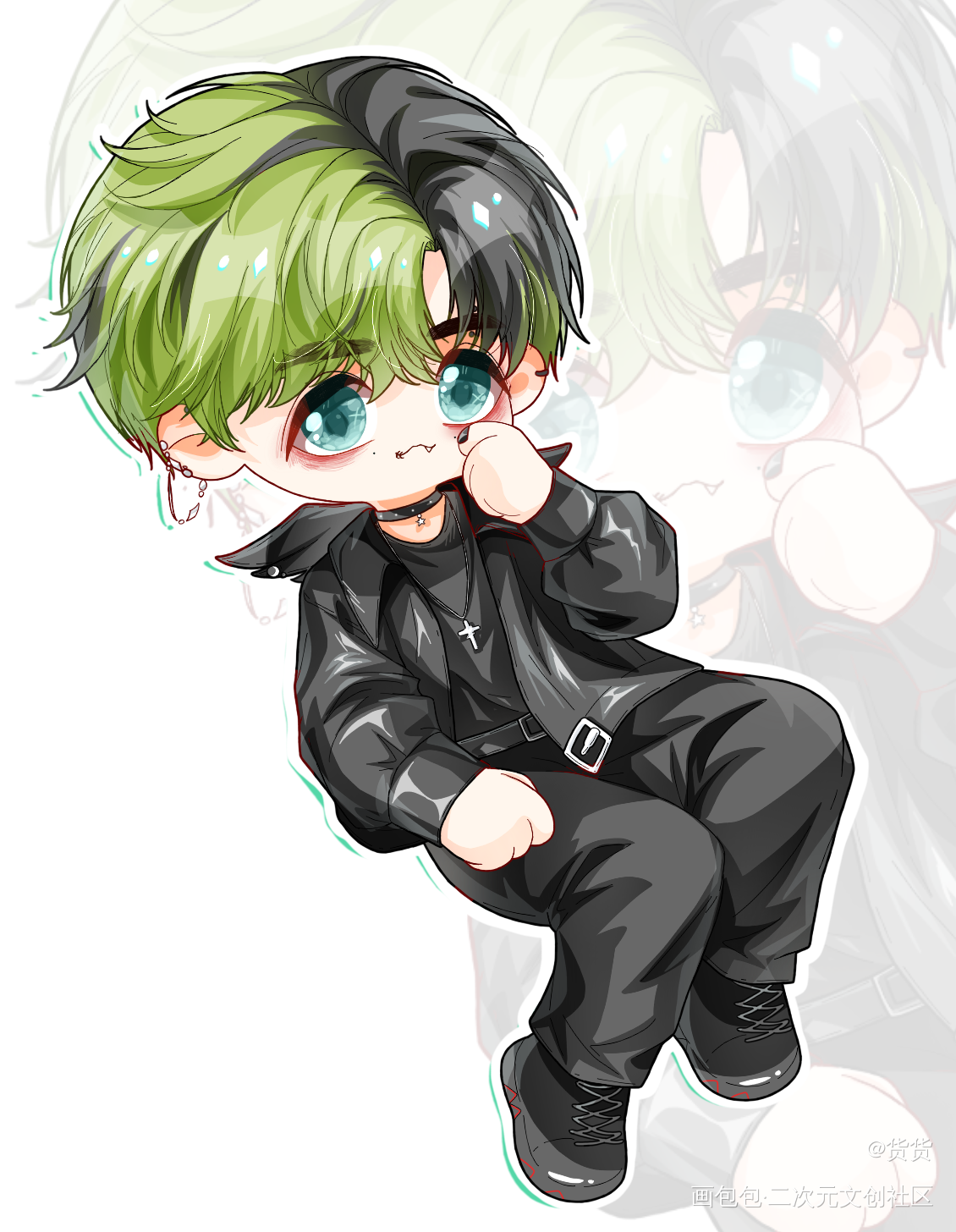 _摸鱼页人物练习可爱Q版绘画作品