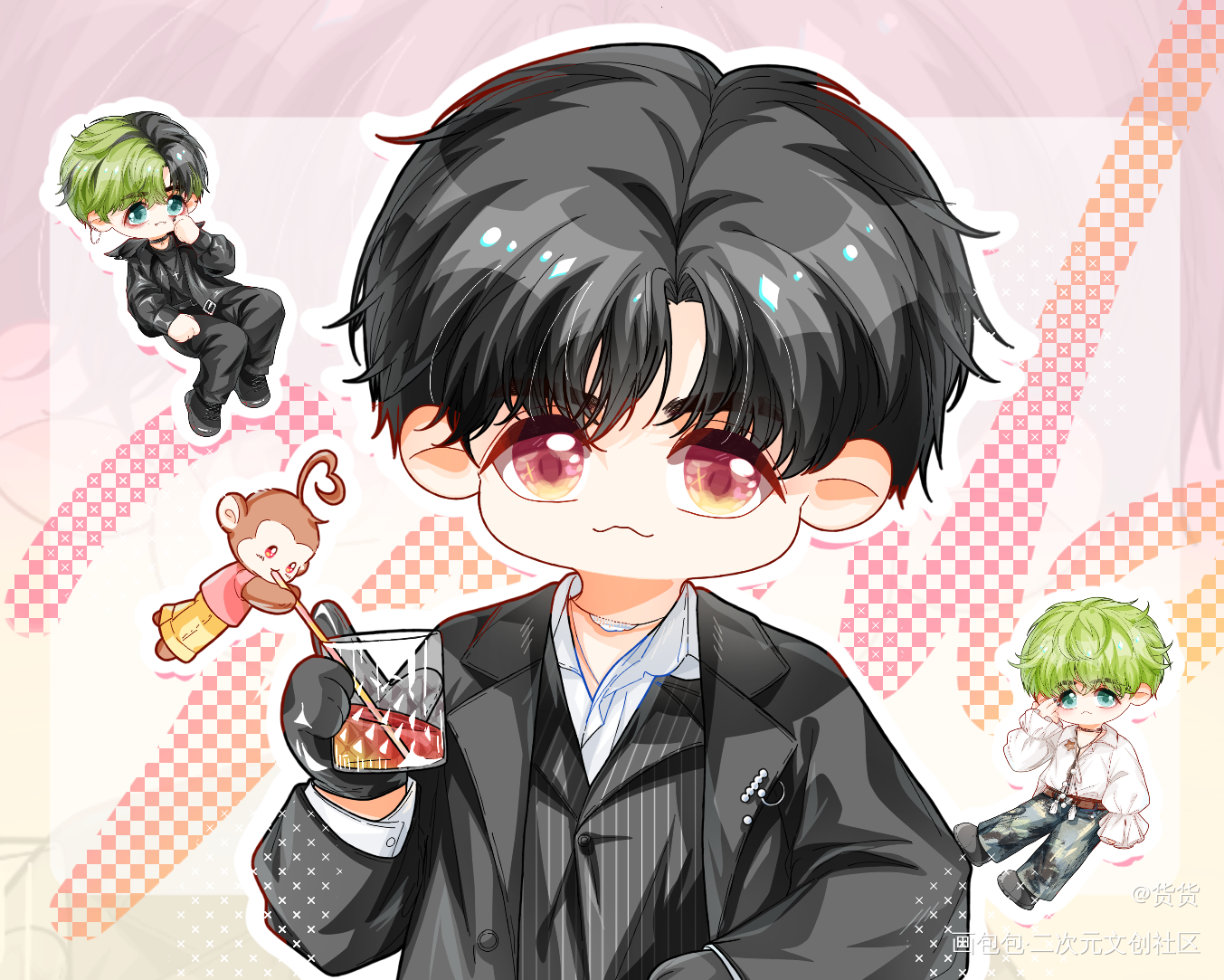 _摸鱼页人物练习Q版绘画作品