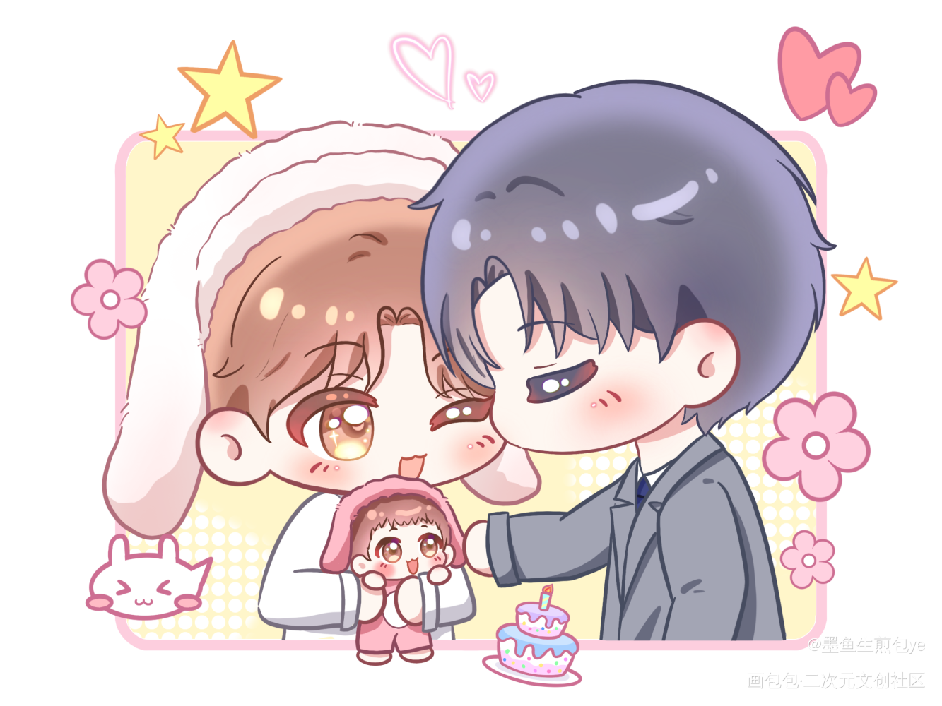 一家三口_188男团顶级掠食者瞿沈绘画作品