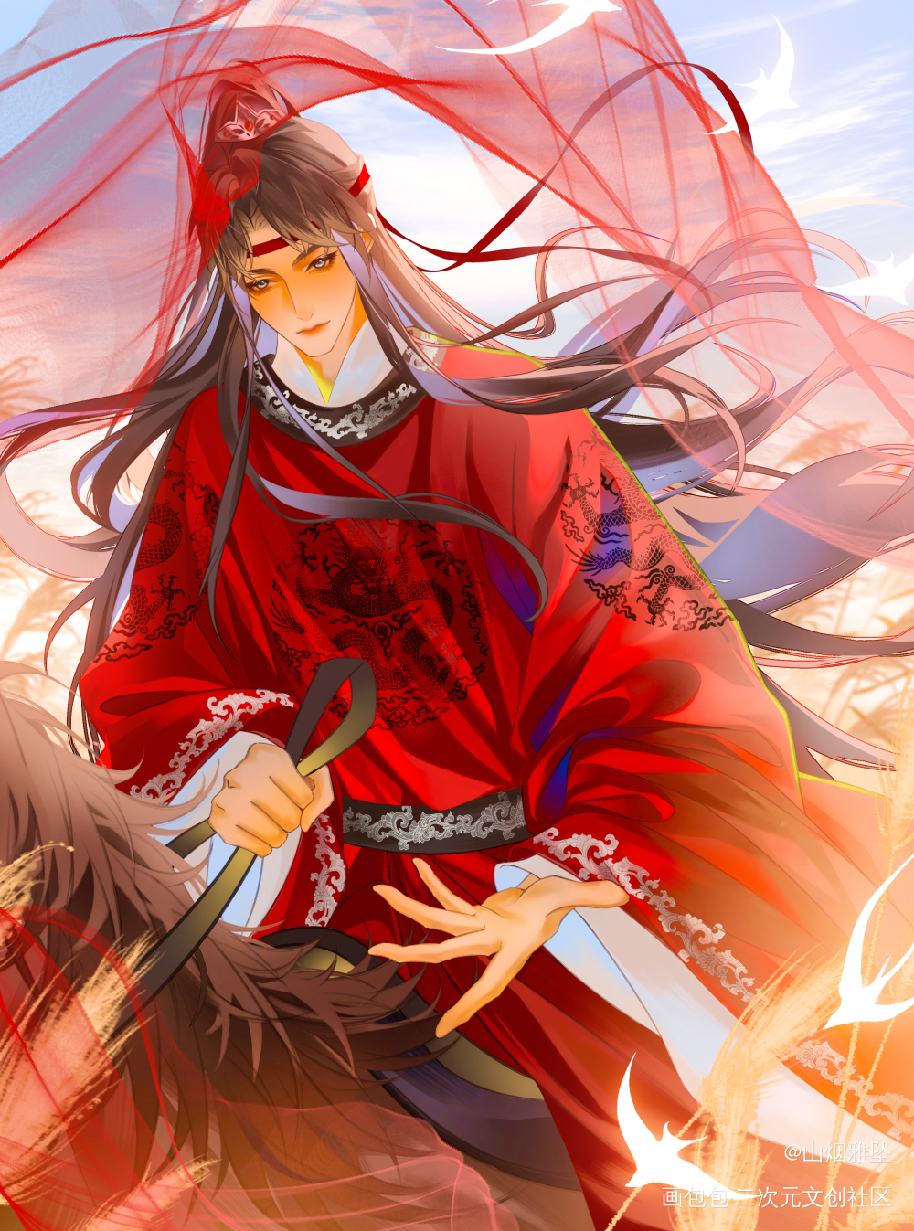 前几天汪叽生贺图_魔道祖师蓝忘机绘画作品