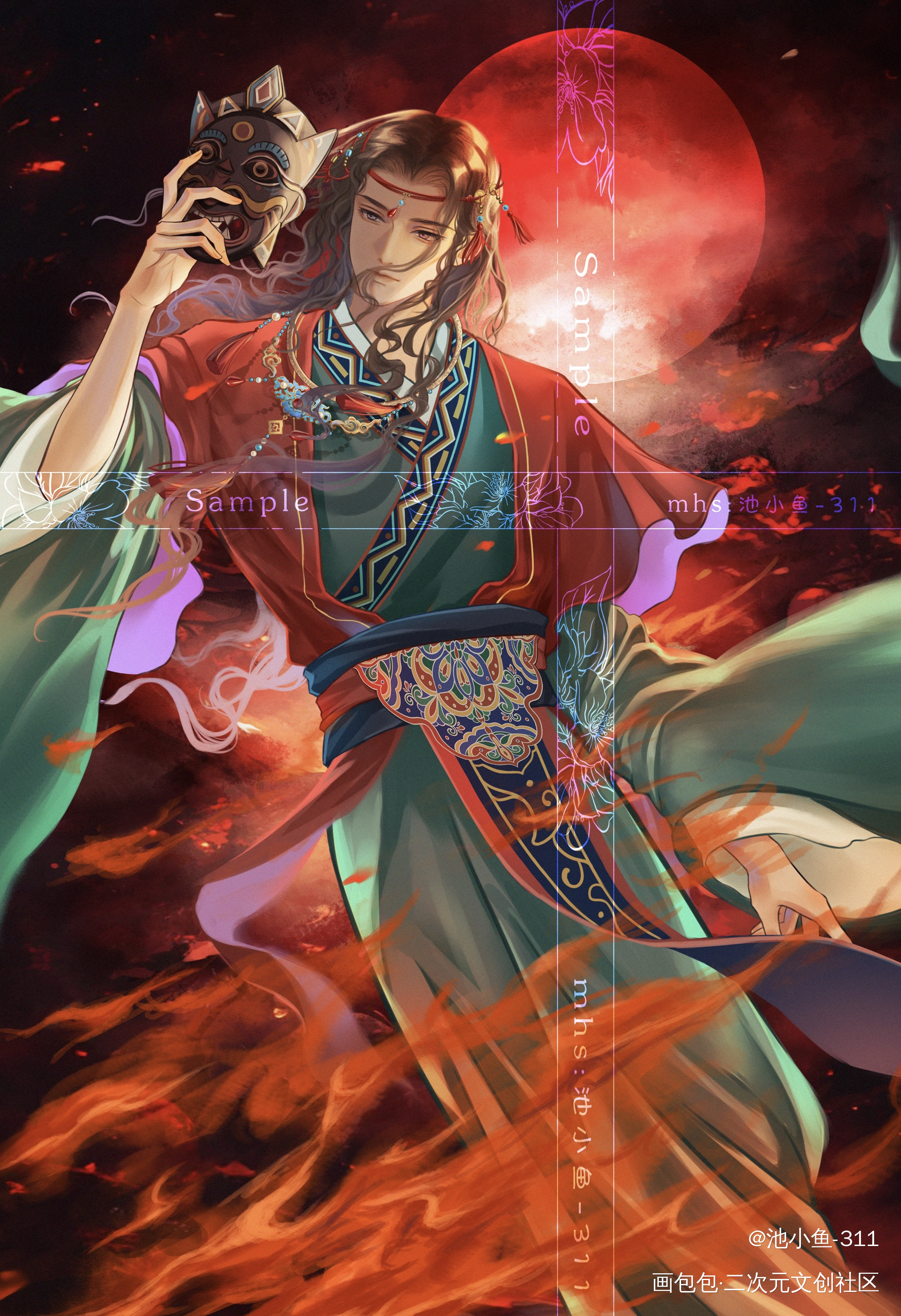 就这个傩戏版顾惜朝帅！_顾惜朝无料返图遇见逆水寒古风稿件约稿绘画作品