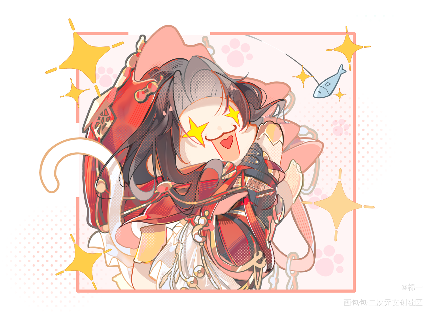 钓喵喵啦<^ᗢ ^>=/ ฅ/ↀωↀ\୭_剑网3明教长歌绘画作品