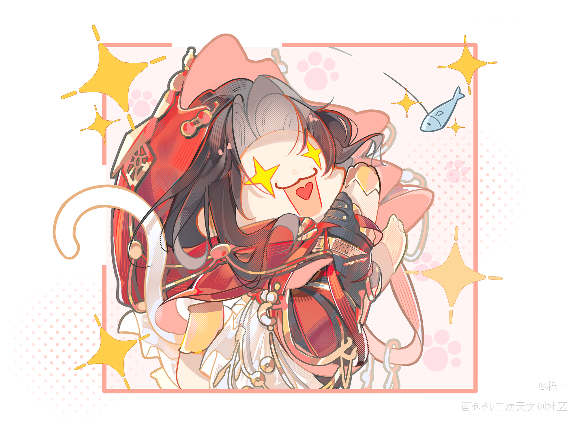 钓喵喵啦<^ᗢ ^>=/ ฅ/ↀωↀ\୭_剑网3明教长歌绘画作品