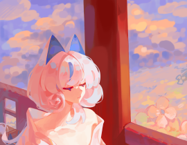 水庭花海绘画作品