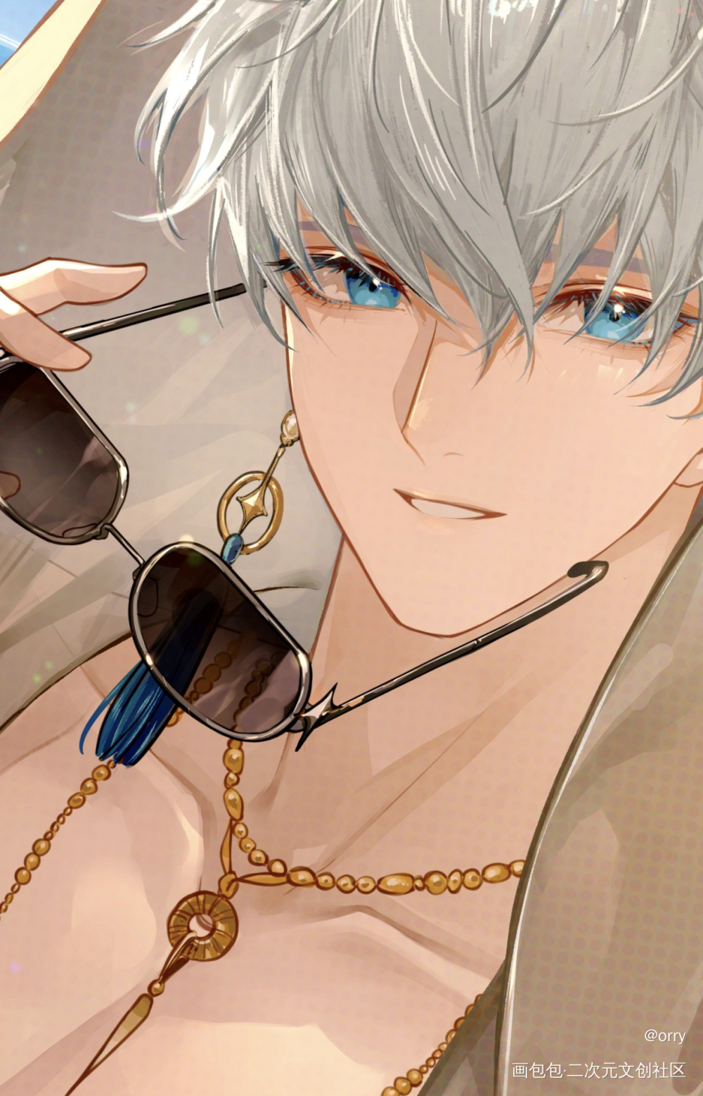 夏日🌟_恋与深空卡牌沈星回绘画作品