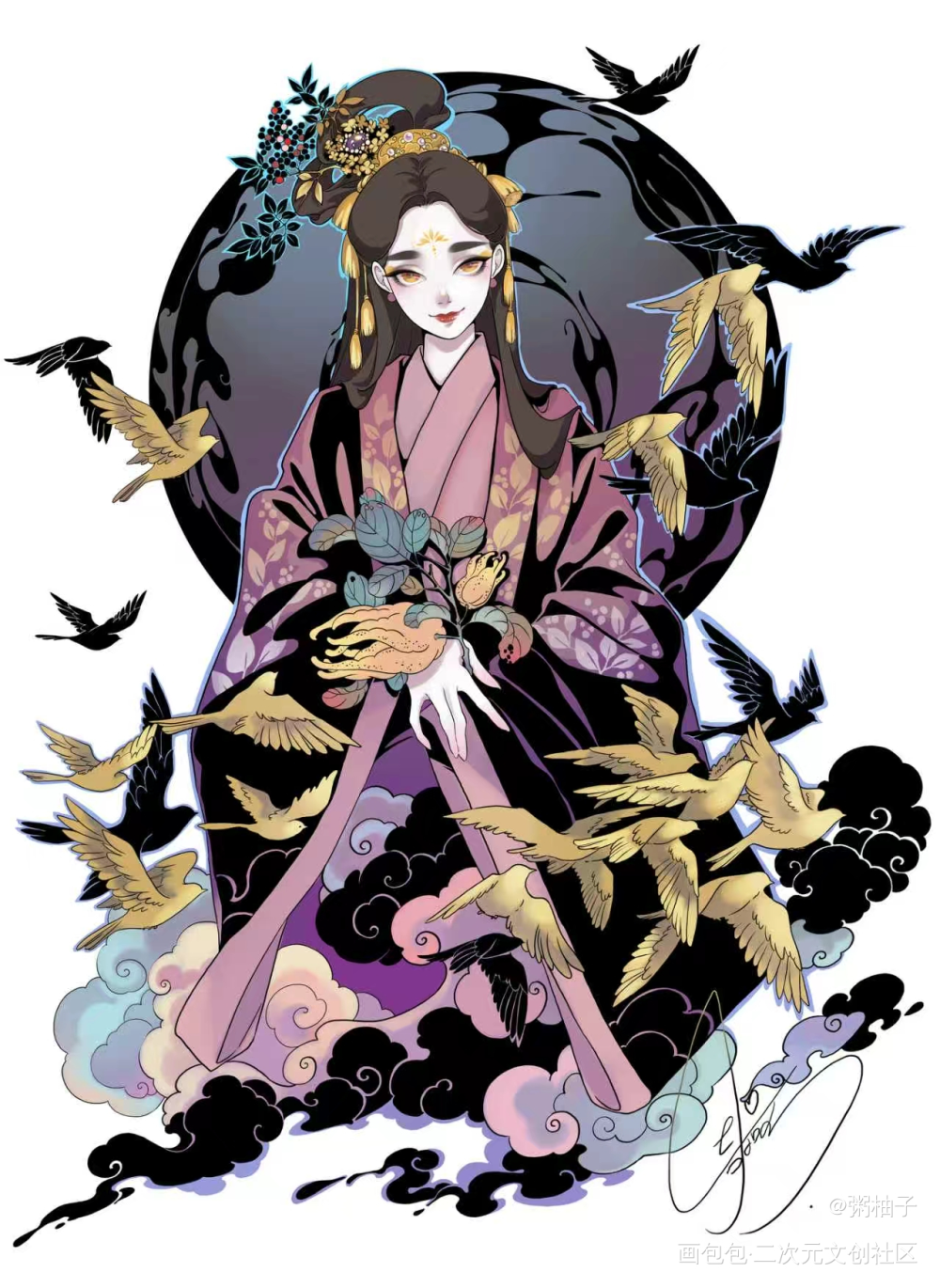 雀翻云卷_绘画作品