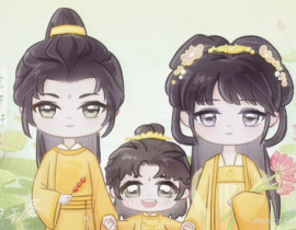 金子轩携爱妻江厌离，爱子金如兰出游。绘画作品